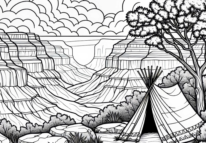 Тент на ръба на каньон - Оцветяване Безплатно