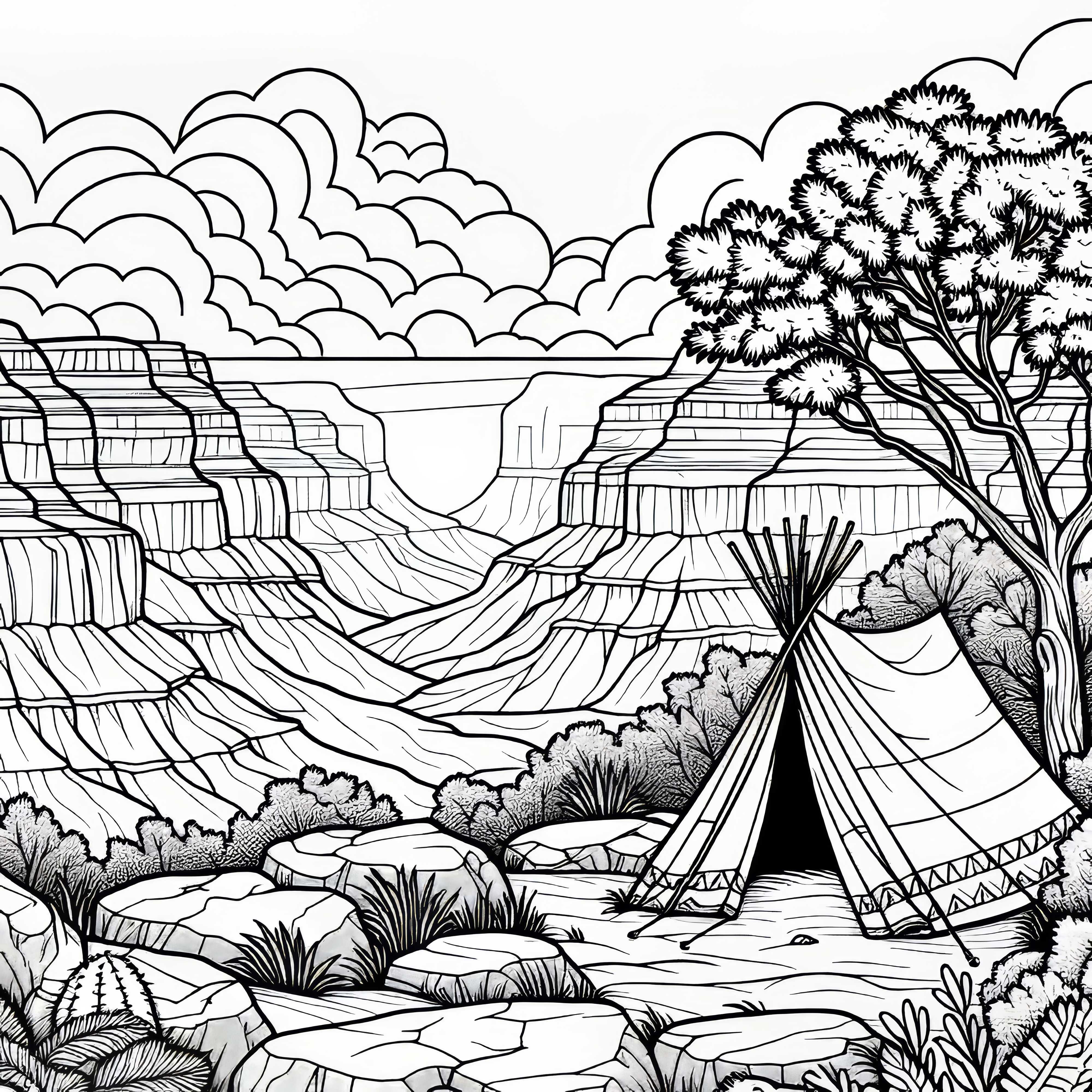 Шатра на ръба на каньон – Оцветяваща страница Безплатно Шатра на ръба на каньон – Оцветяваща страница безплатно