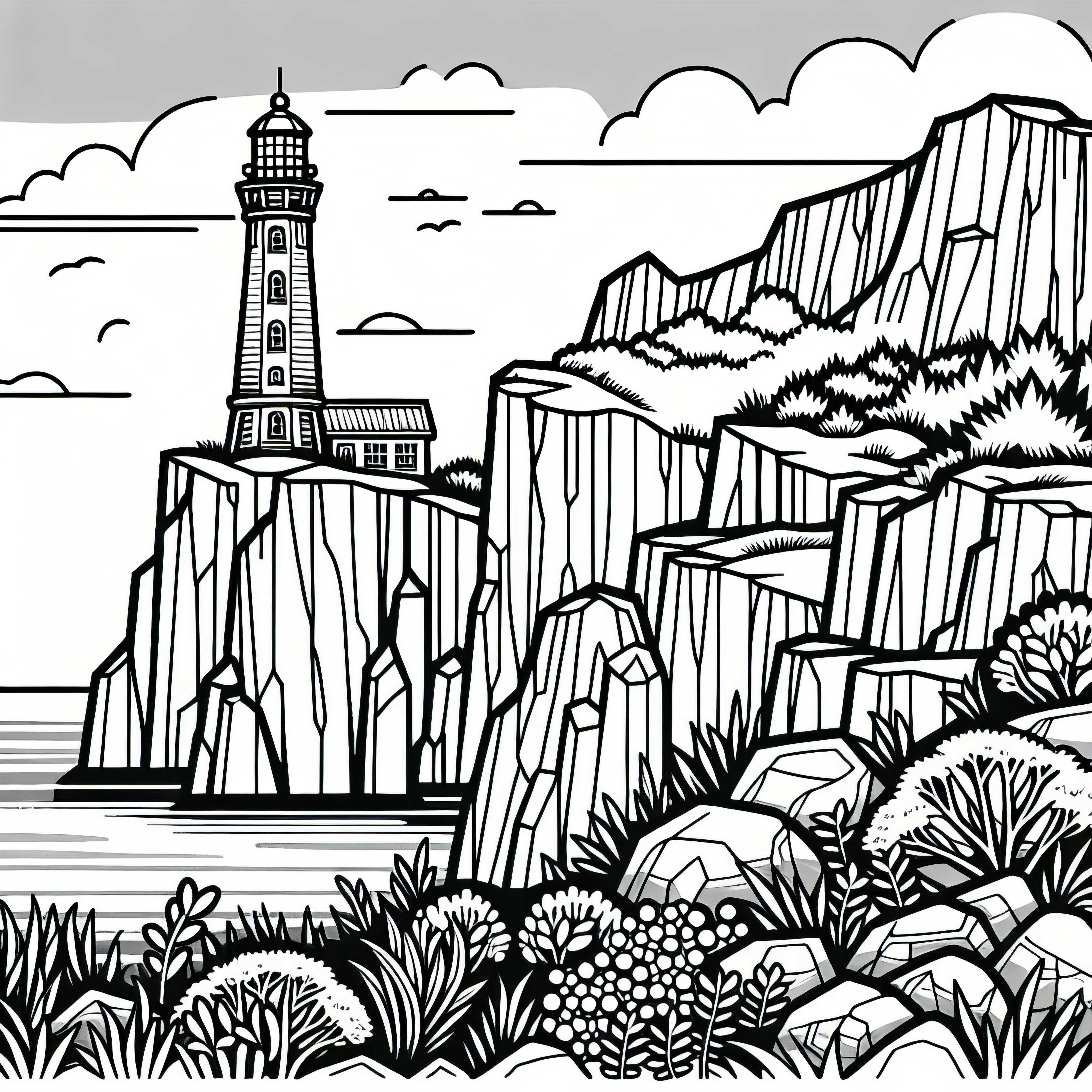 Фар на скала оцветяваща страница безплатно Фар на скала - оцветителна страница безплатно