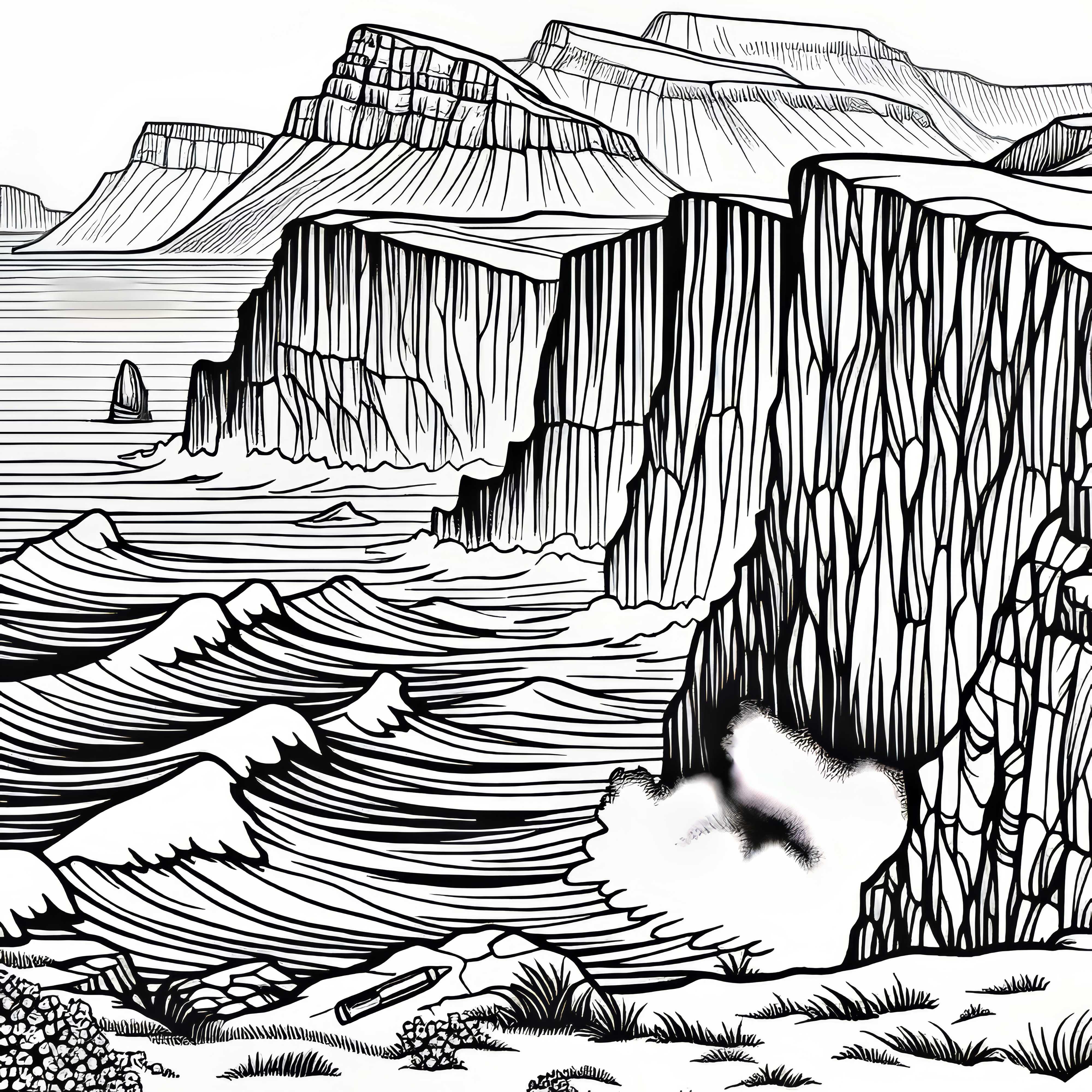 Бурно море удря скалите - Безплатна картина за оцветяване Бурно море удря в скалите – Безплатна оцветяваща страница