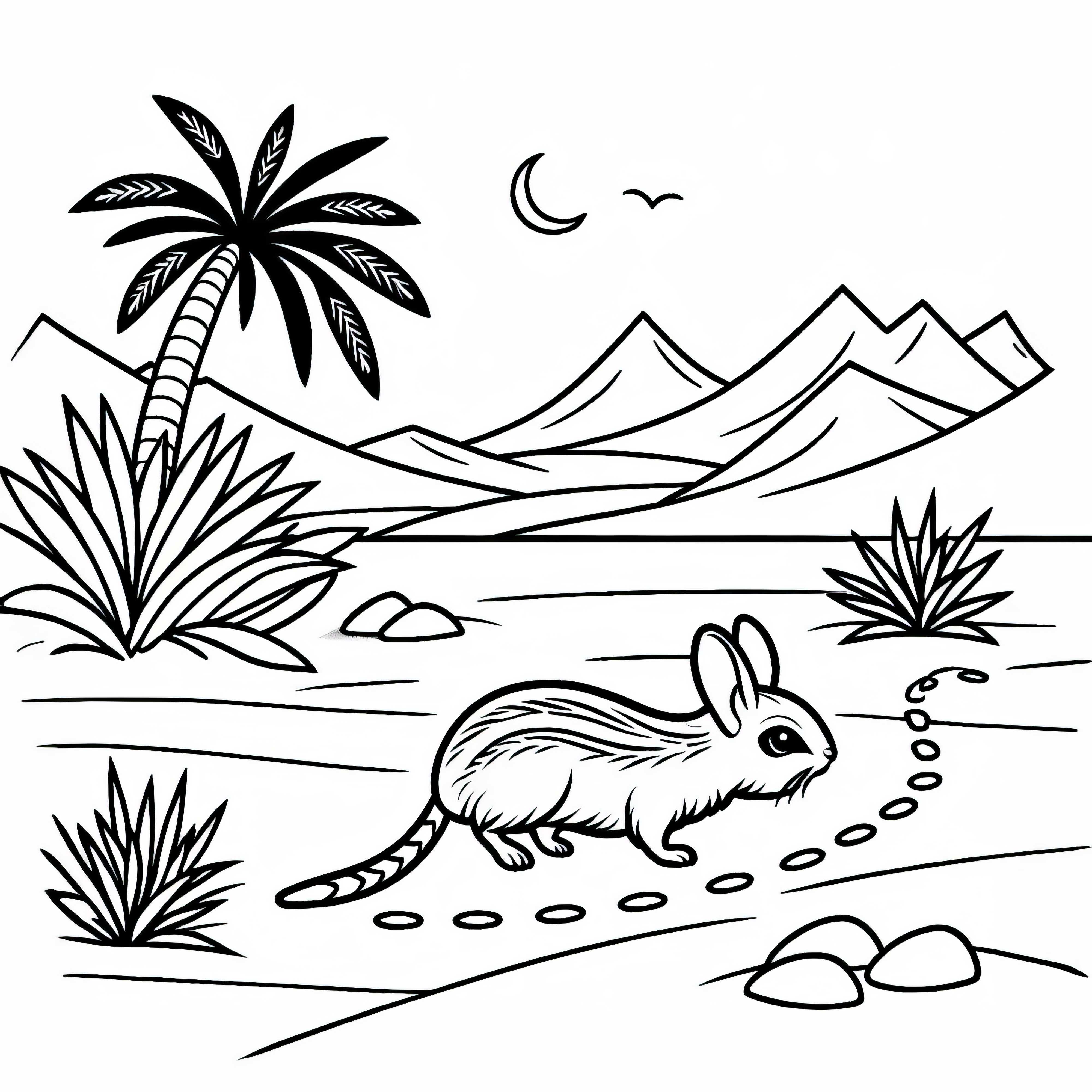 Пустинското скакалец в оазис &ndash; Изображение за оцветяване за безплатно изтегляне