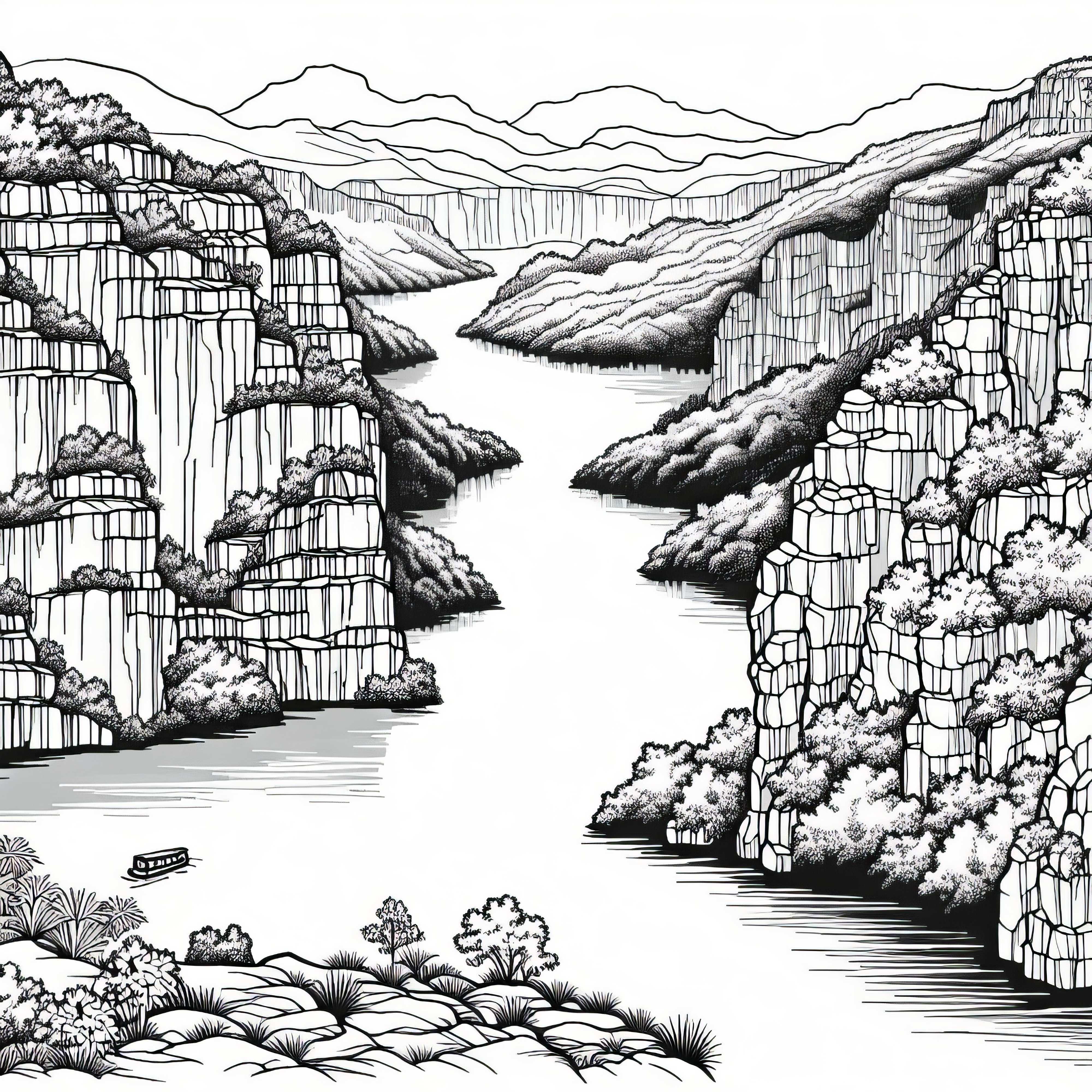 Tiefer Karstsee in Schlucht malvorlage Karstlandschaft gratis