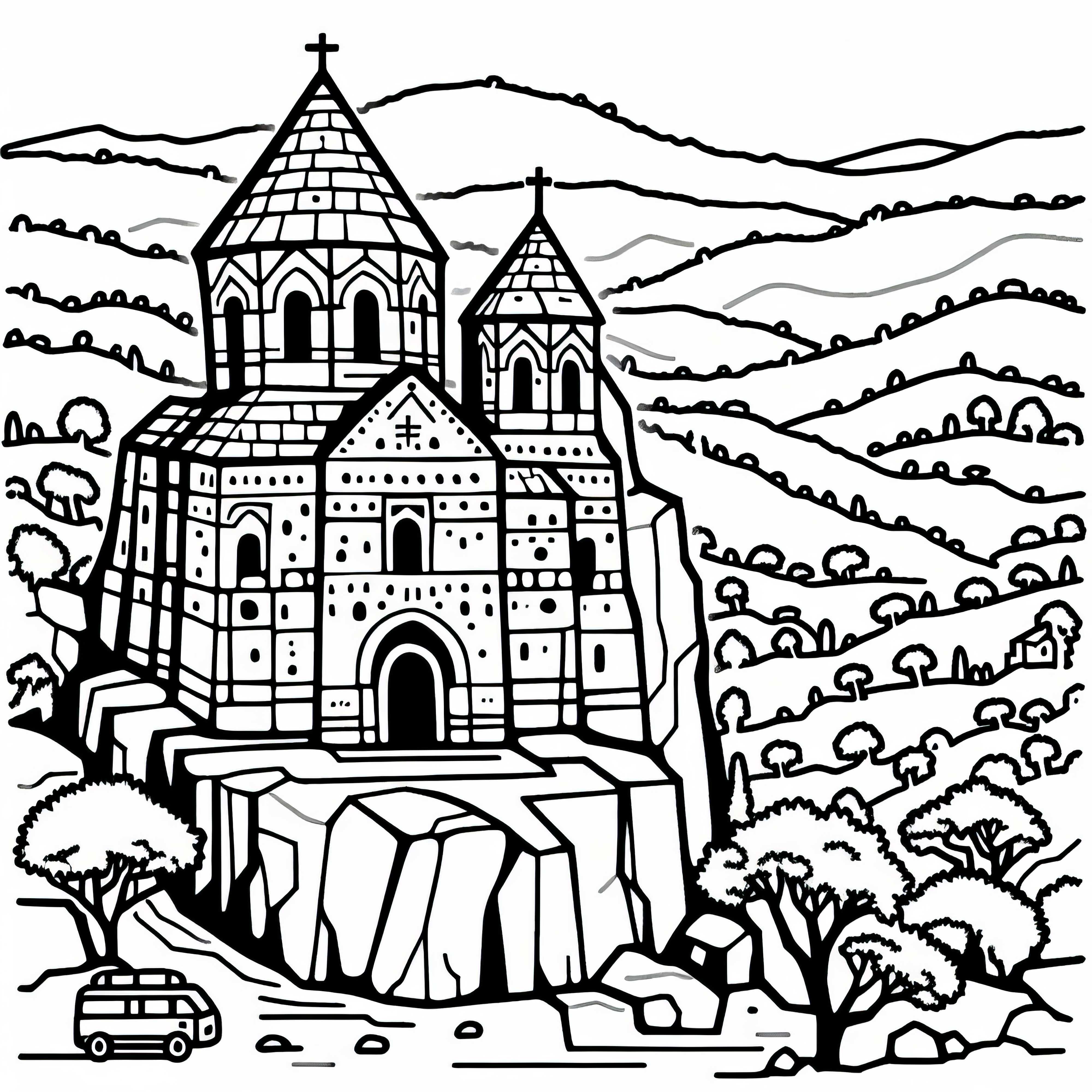 Bisericile săpate în stâncă din Lalibela, Etiopia - Desen de colorat Africa gratuit