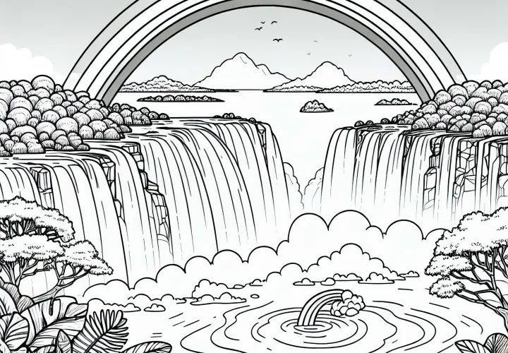 Panorama Victoria Falls Zambia Zimbabwe Halaman Mewarnai Afrika Gratis