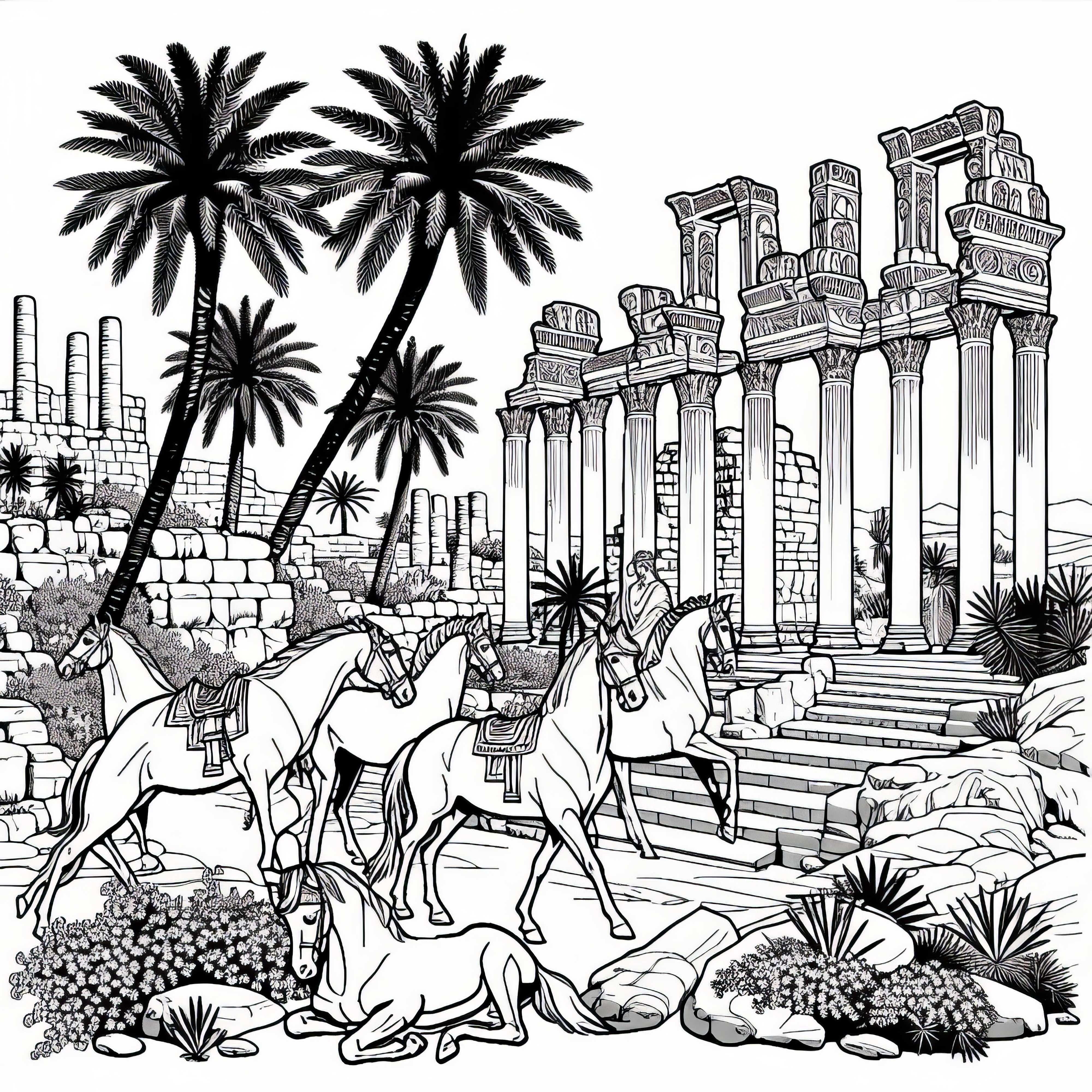 Ruinele Cartaginei din Tunisia - Imagine de colorat din Africa pentru descărcare gratuită