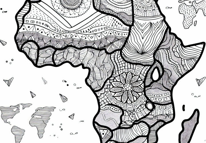 무료로 다운로드 가능한 아프리카 예술 지도 색칠하기