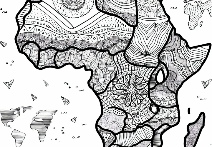 Peta seni Afrika sebagai gambar untuk diwarnai dapat diunduh secara gratis