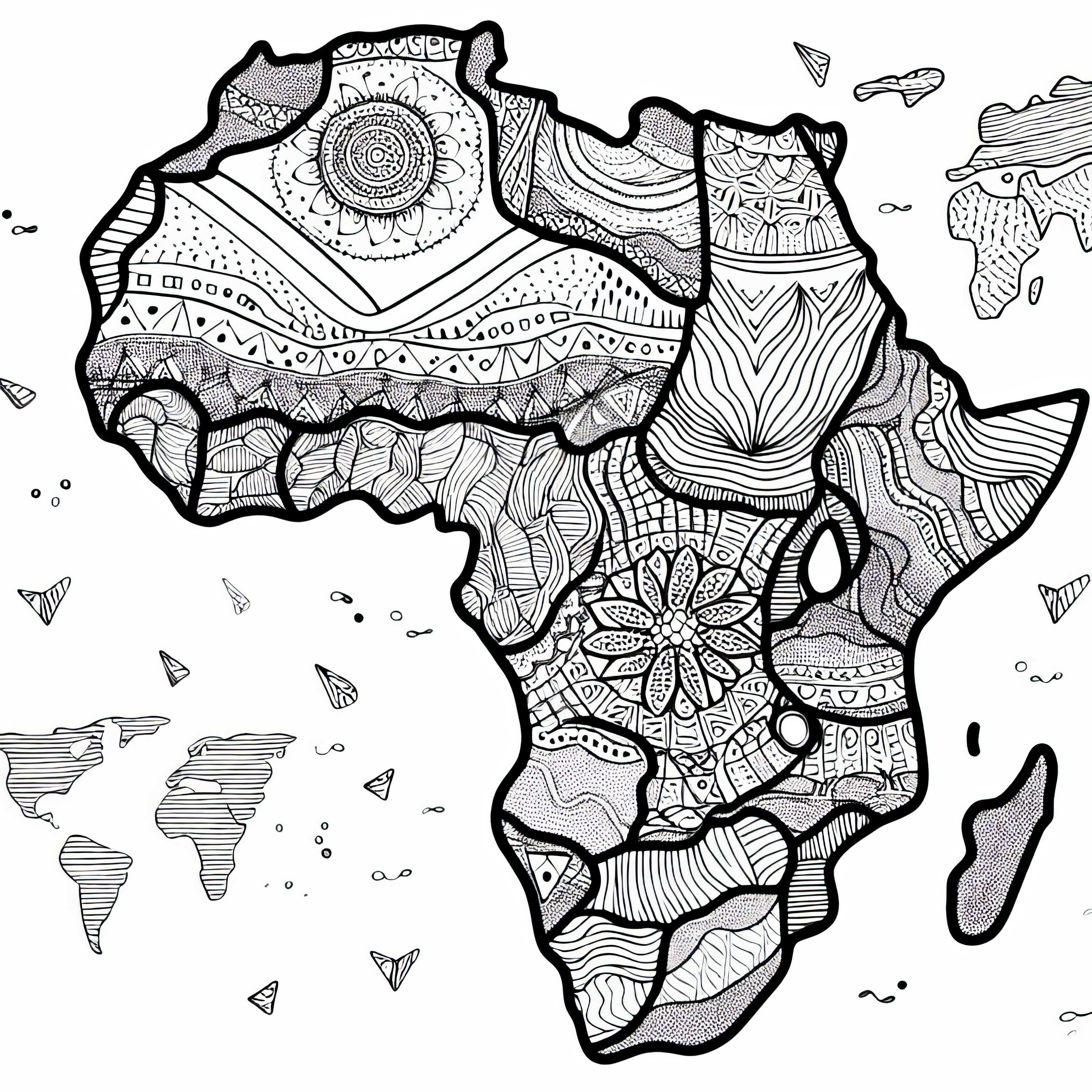 アフリカのアートマップを無料でダウンロードして塗り絵を楽し?