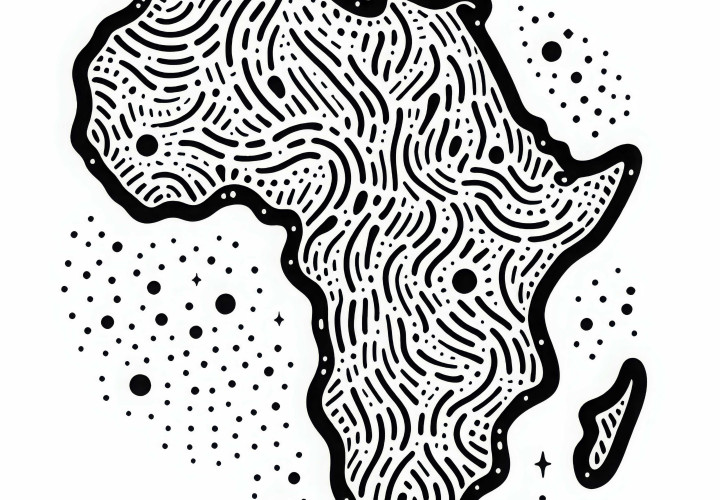 アフリカのスタイル地図を塗り絵として – 無料ダウンロード