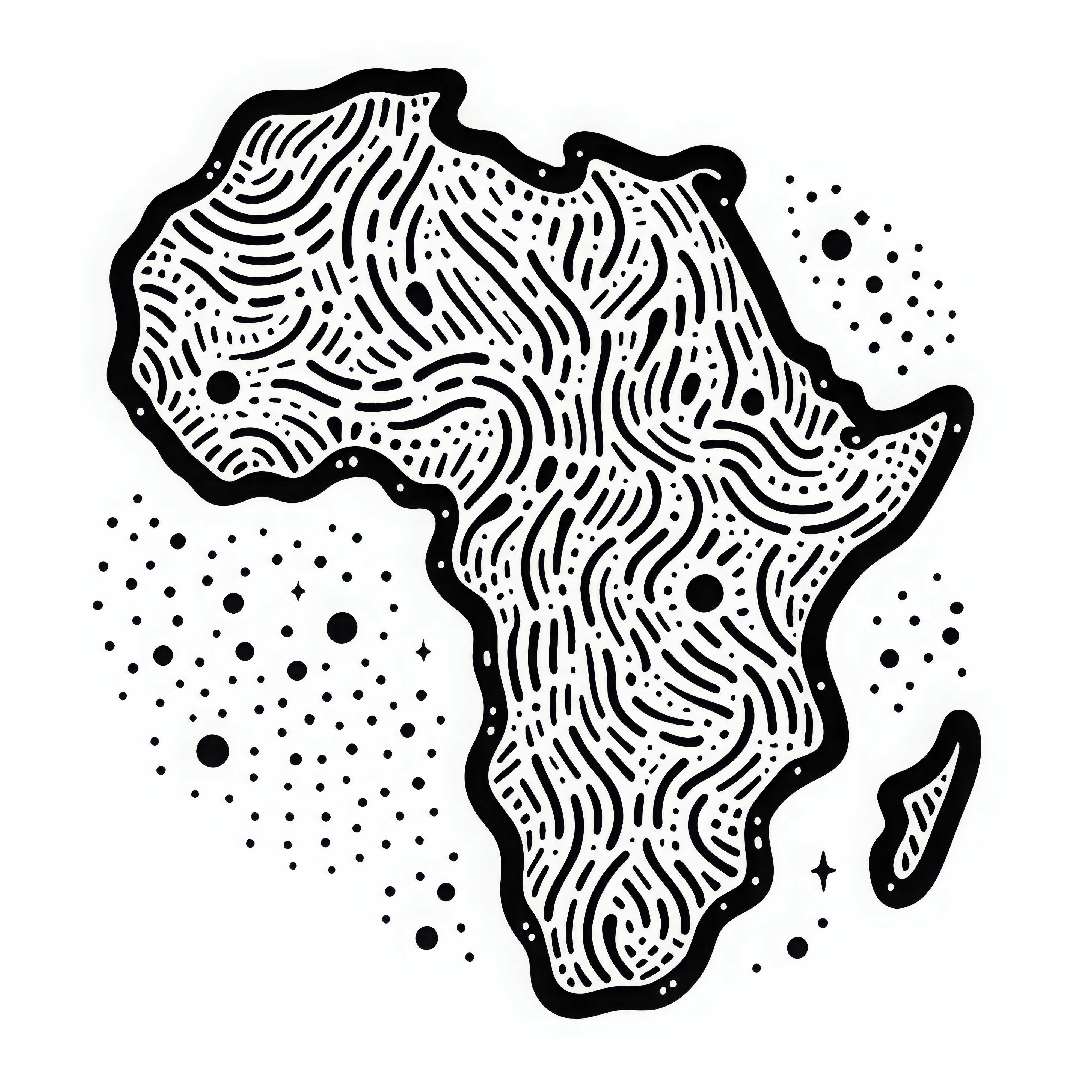 아프리카의 스타일리시한 지도 색칠하기 샘플 - 무료 다운로드