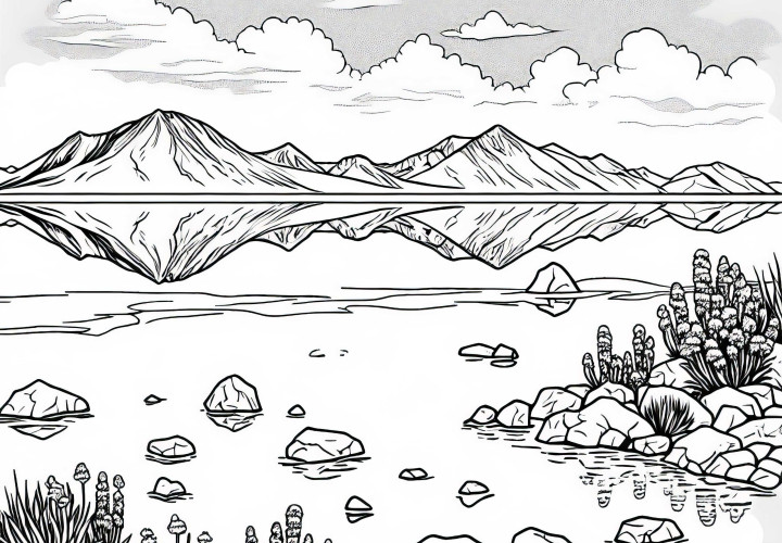Coloring page of the salt flat Salar de Uyuni in Bolivia – Free coloring fun for South America fans Coloring page of the salt flat Salar de Uyuni in Bolivia - Free coloring fun for South America fans