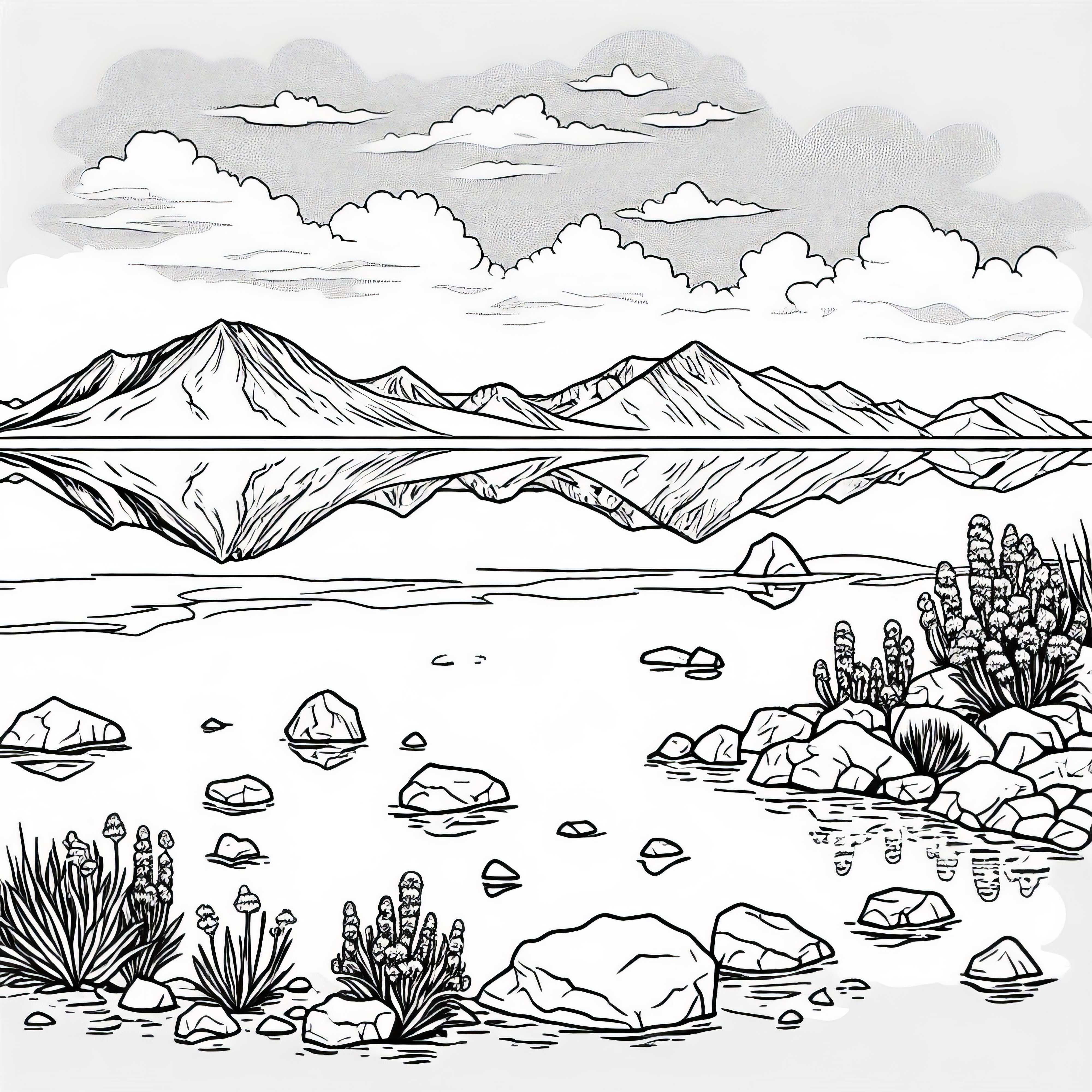 Coloring page of the salt flat Salar de Uyuni in Bolivia – Free coloring fun for South America fans Coloring page of the salt flat Salar de Uyuni in Bolivia – Free coloring fun for South America fans