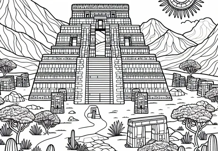 Reruntuhan Tiwanaku di Bolivia - Gambar mewarnai dari Amerika Selatan dapat diunduh secara gratis