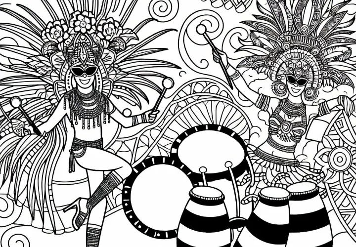 Sambafest Gambar Mewarnai dari Amerika Selatan untuk diunduh secara gratis