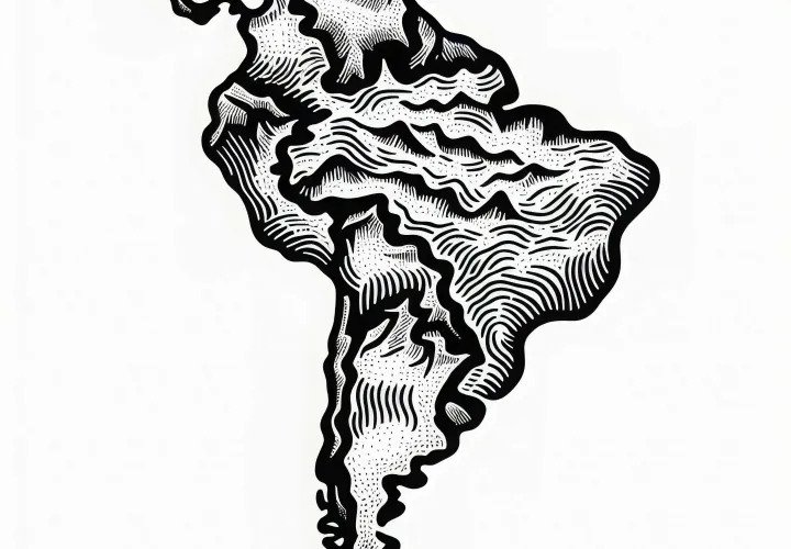 Peta seni Amerika Selatan sebagai cetakan untuk mewarnai dapat diunduh secara gratis
