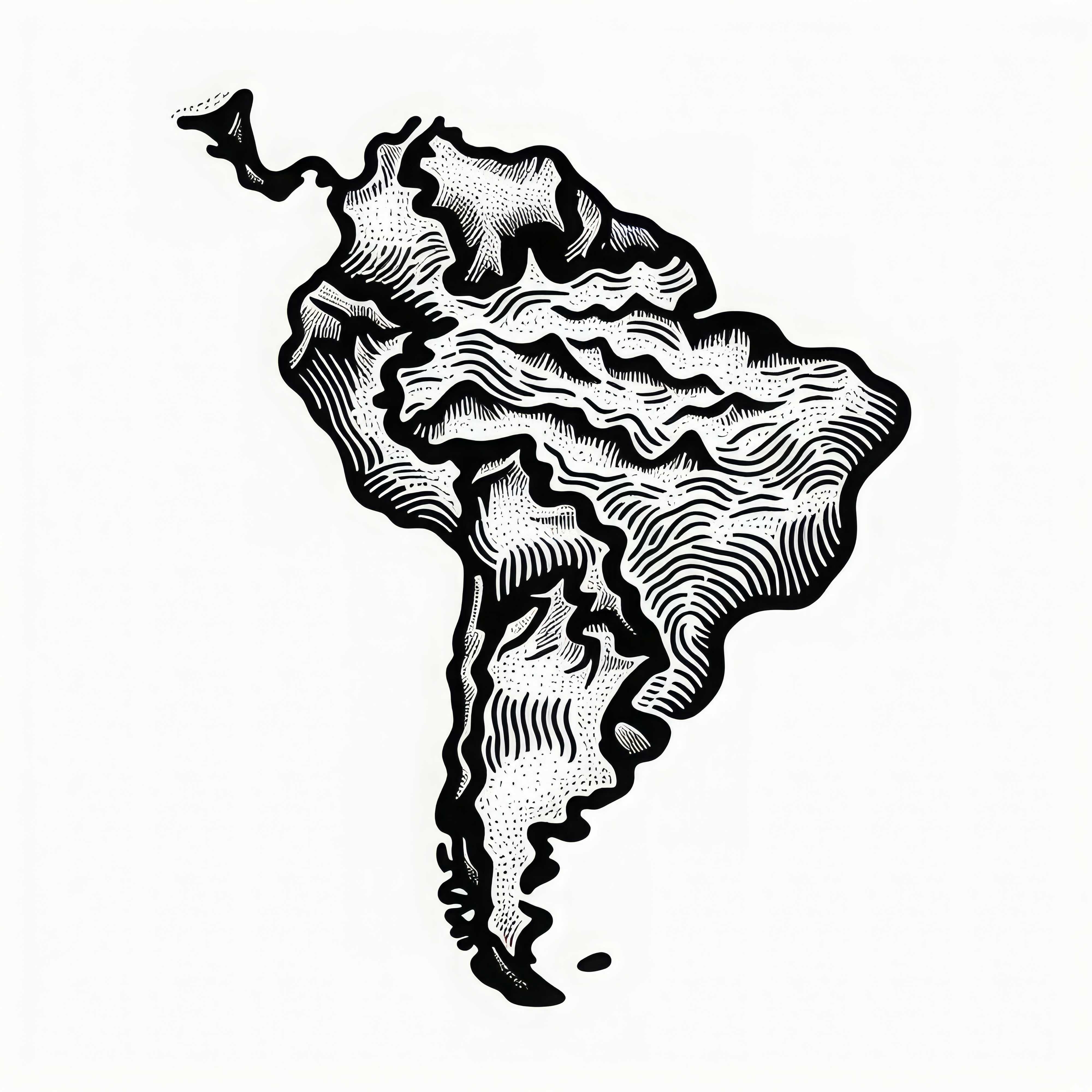 Download the artistic map of South America as a coloring template for free Download artistic map of South America as a coloring template for free
