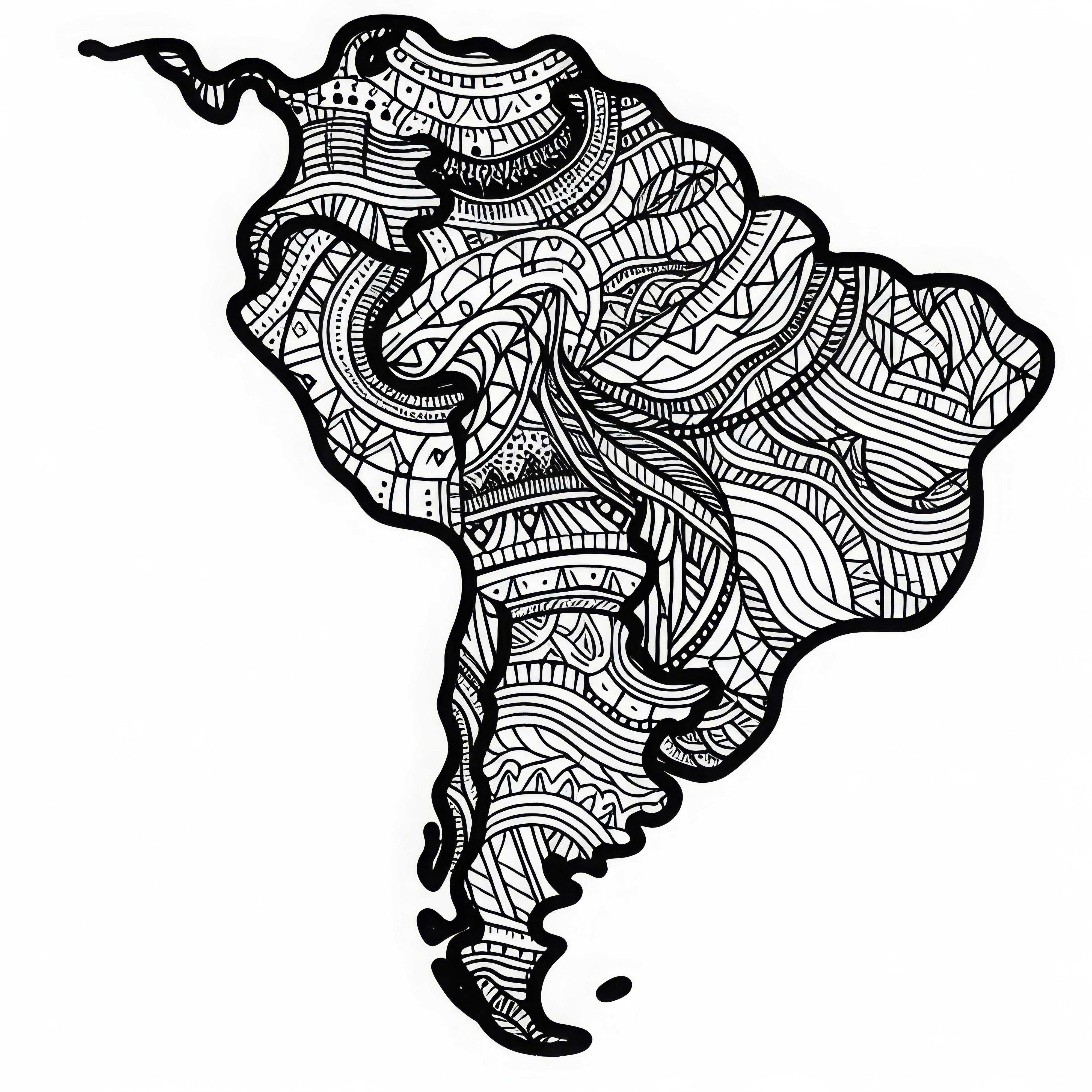 Stylized coloring page of a map of South America - Free to download Stylized coloring page of a map of South America - Download for free