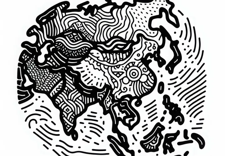 Distilasi: Peta Asia sebagai template gambar gratis untuk diunduh