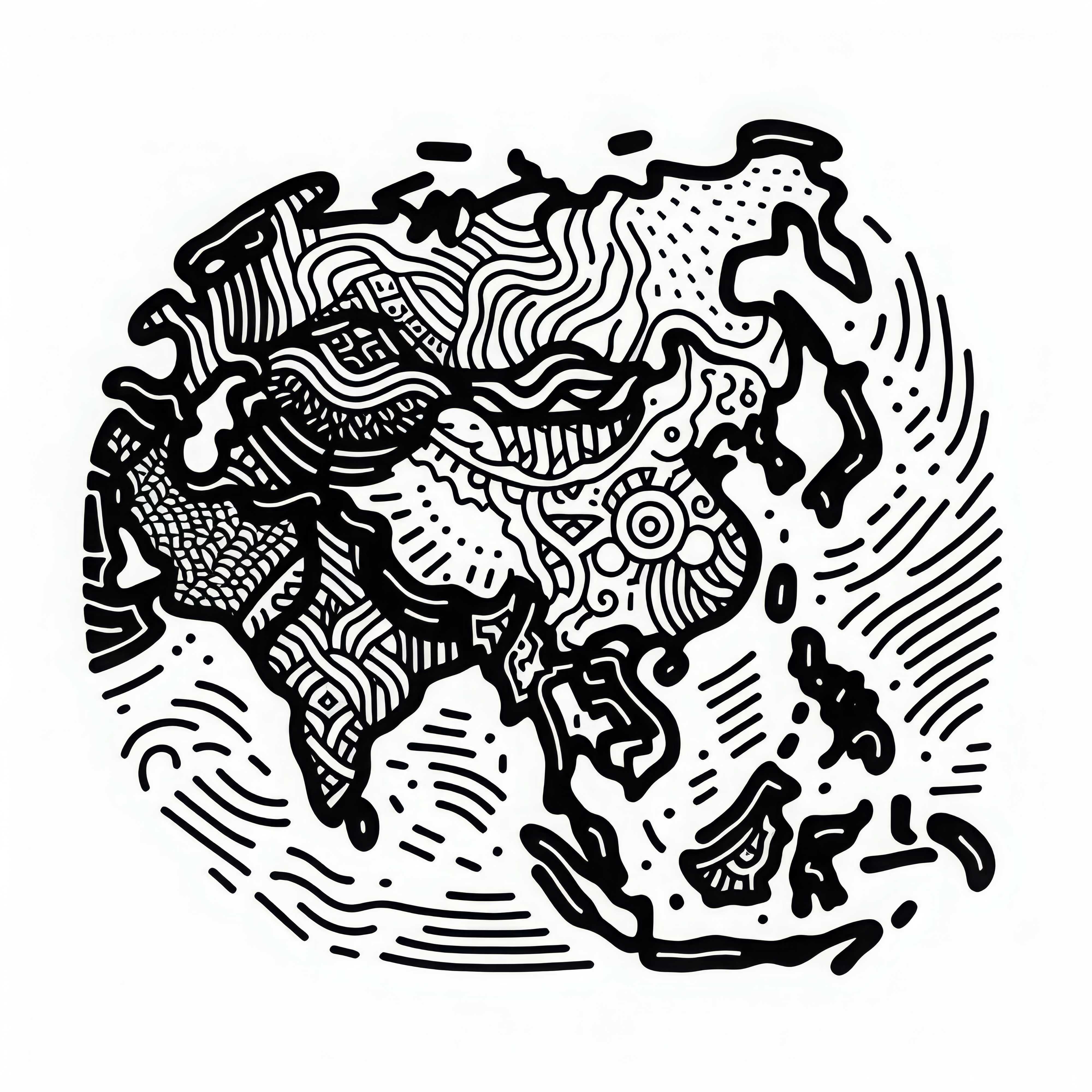 Stylized: Download the map of Asia as a coloring template for free Stylized: Download the map of Asia as a coloring page for free