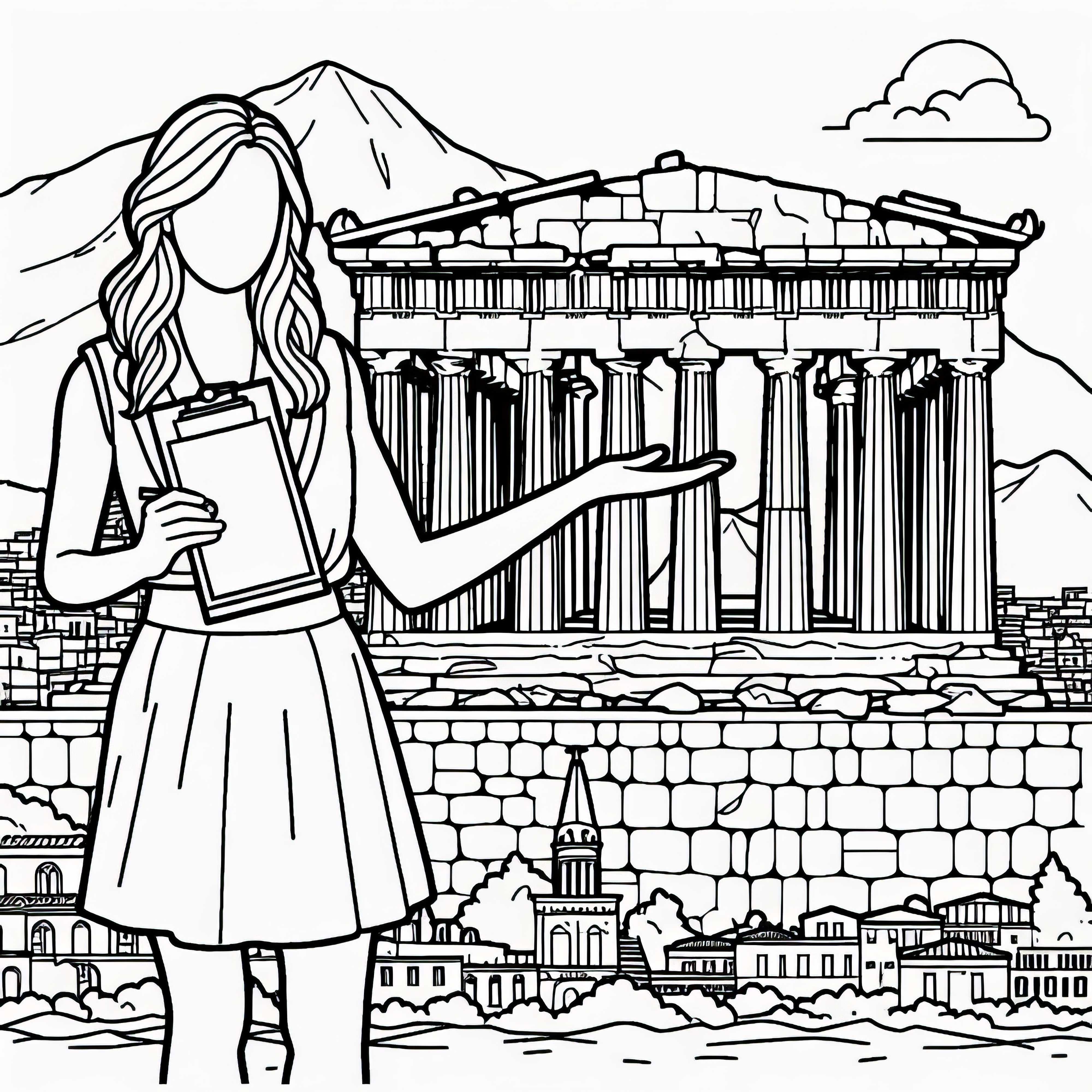 Image of the Acropolis in Athens, Greece – Free coloring page with travel guide for Europe to download Image of the Acropolis in Athens, Greece - Coloring page with a travel guide for Europe available for free download