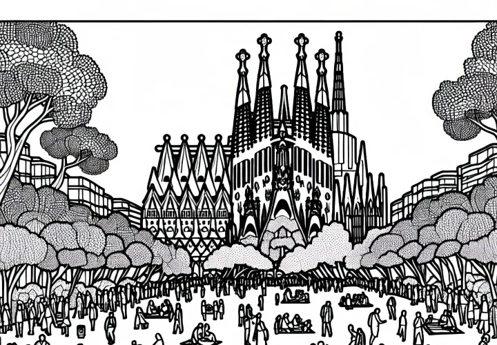 Gambar Mewarnai Sagrada Familia Barcelona Eropa Gratis