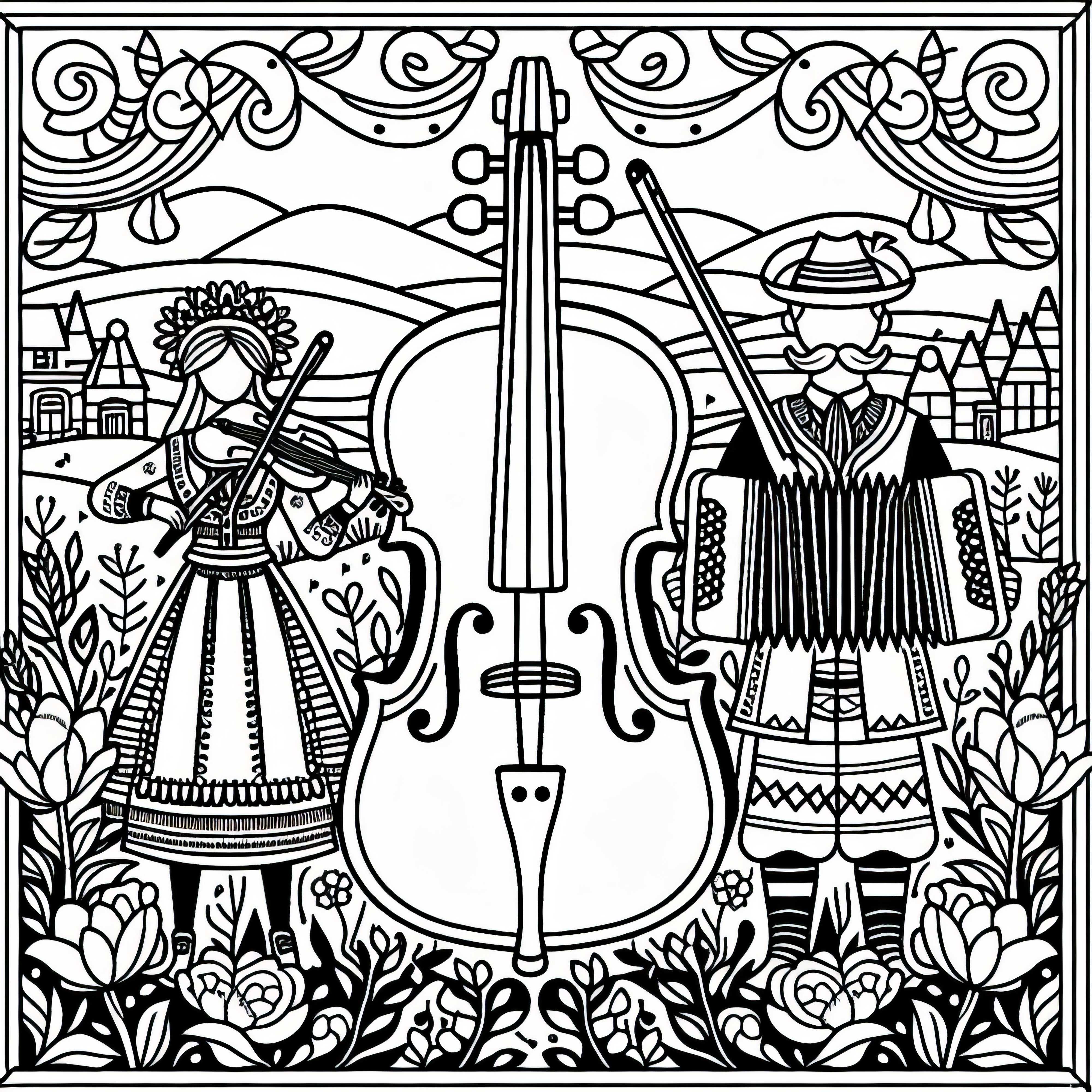 Musisi dalam Trachten - Gambar untuk diwarnai tentang Eropa dapat diunduh secara gratis dan diwarnai secara online Musisi dengan pakaian tradisional – Unduh gambar mewarnai Eropa secara gratis dan warnai secara online