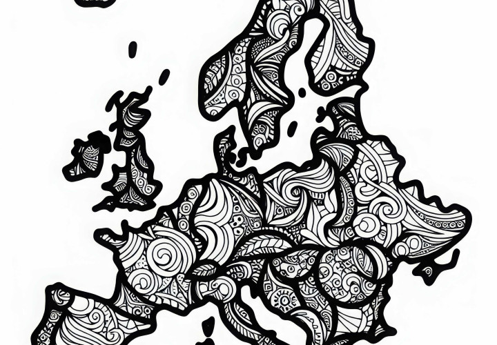 Unduh gambar pewarnaan bergaya peta Eropa secara gratis