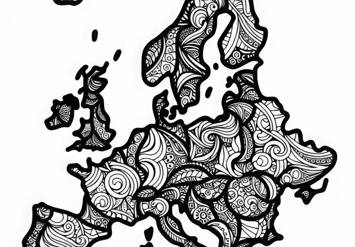 Unduh gambar pewarnaan bergaya peta Eropa secara gratis