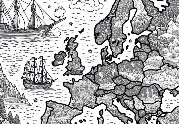 Peta Seni Eropa Contoh Mewarnai Gratis