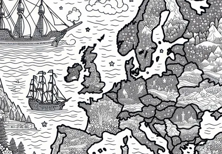 Peta Seni Eropa Contoh Mewarnai Gratis