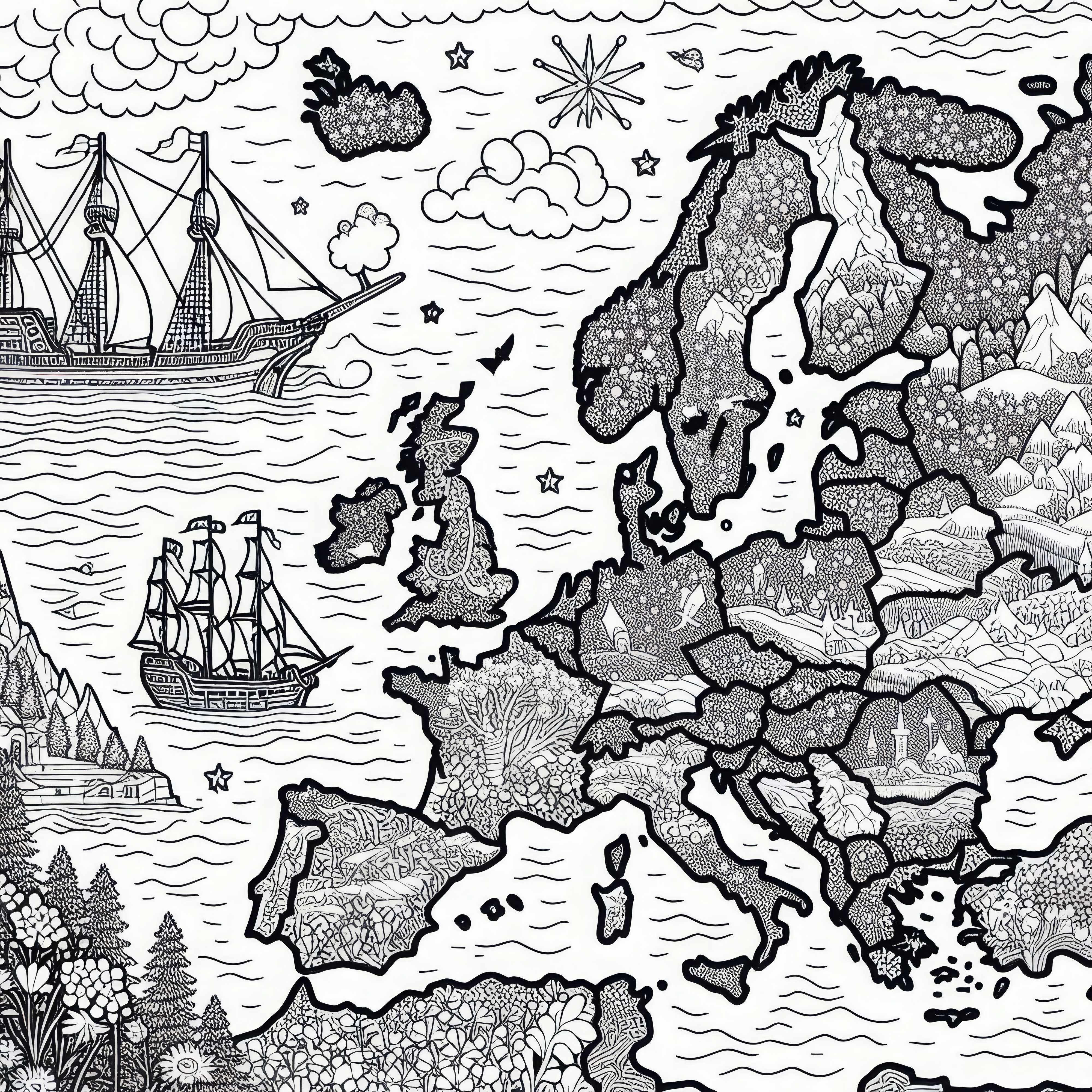 Peta Seni Eropa Template Mewarnai Gratis