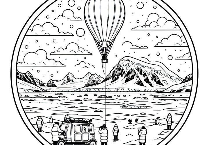 Balão meteorológico é lançado por cientistas – Desenho para colorir da Antártica gratuito