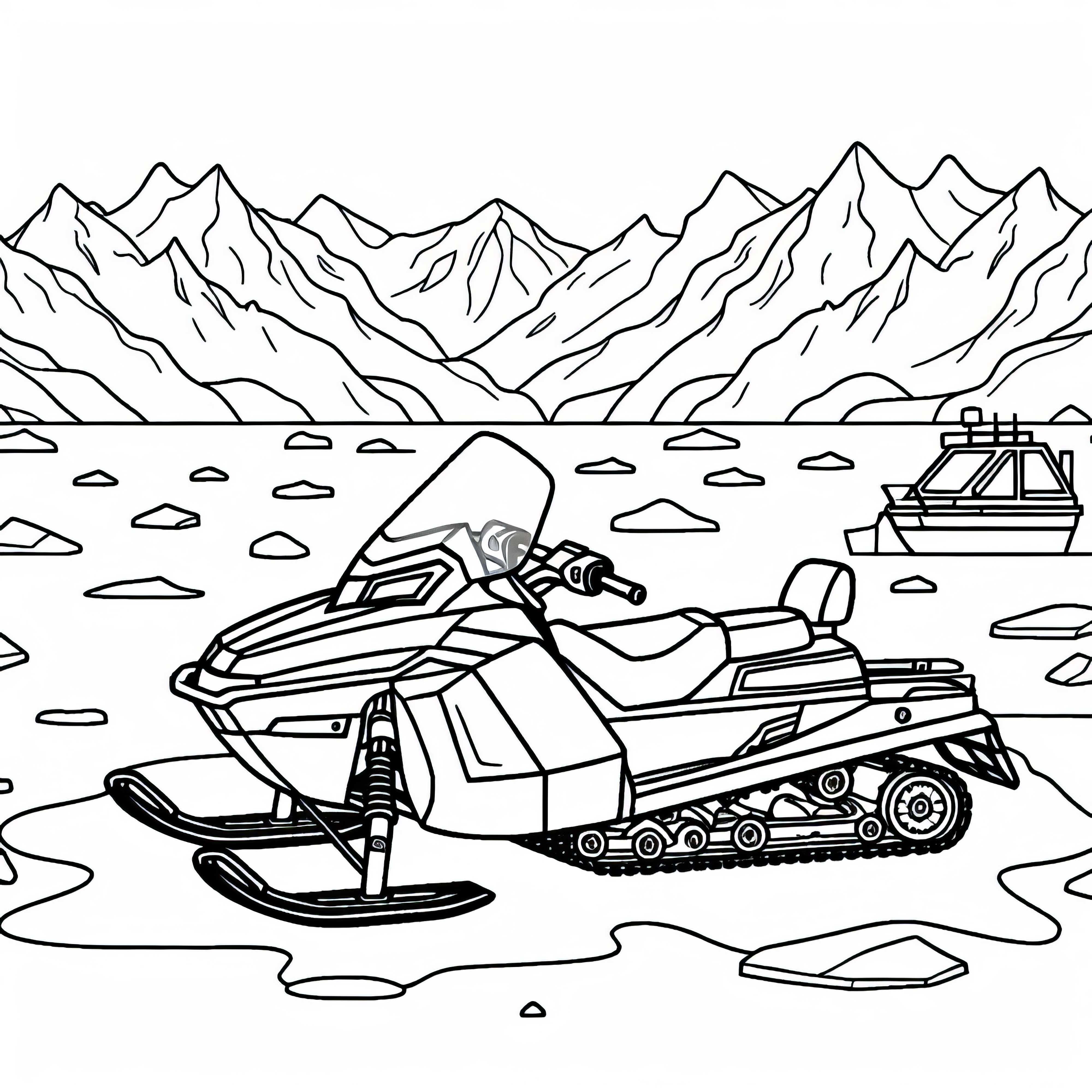 Móvel de neve sobre gelo - Desenho para colorir Antártida Grátis