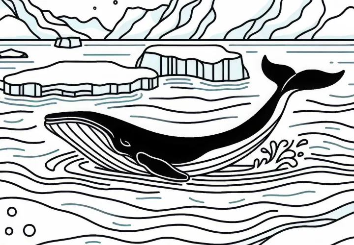 Wal muncul - Template mewarnai Antarktika gratis