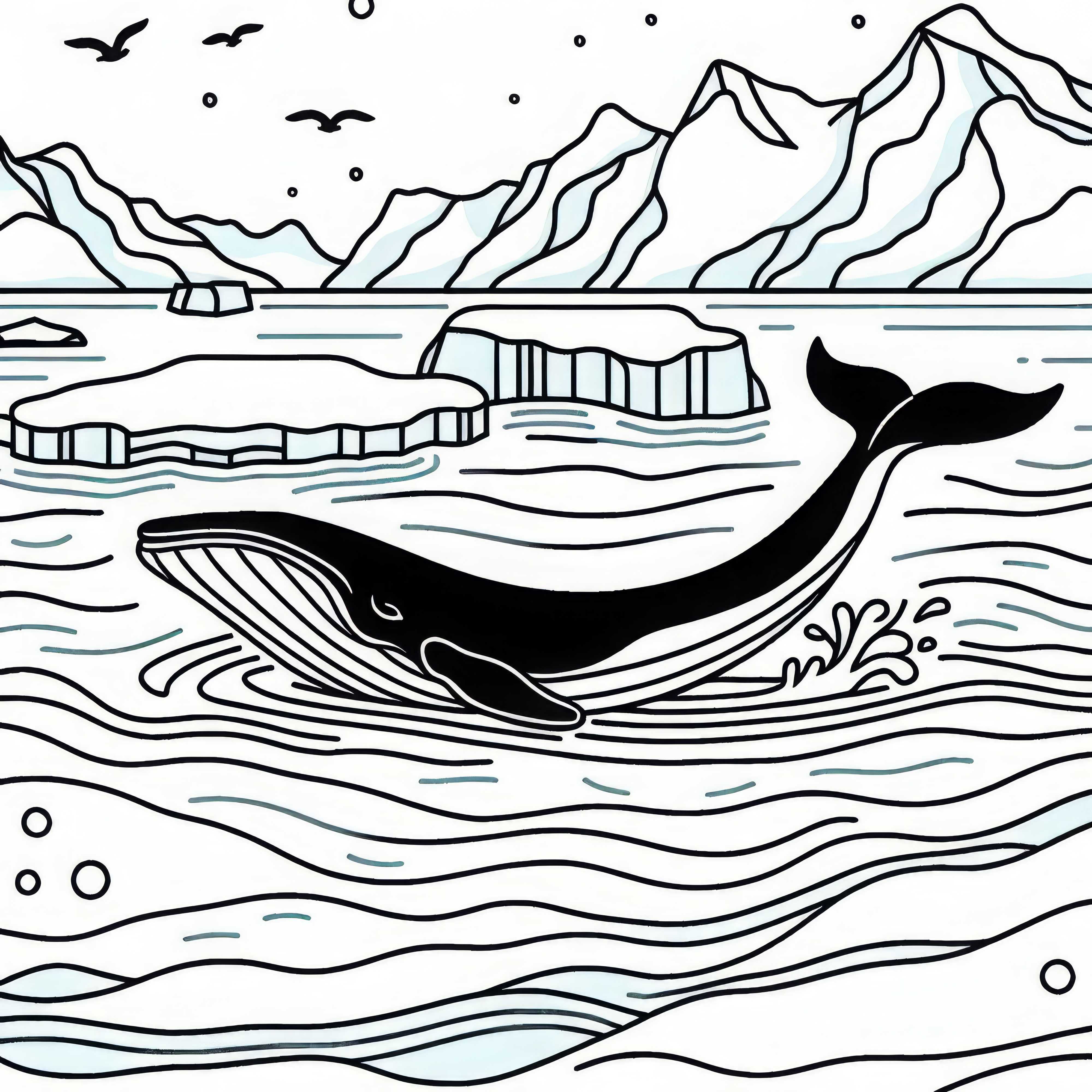 A baleia aparece - Modelo de colorir da Antártida grátis