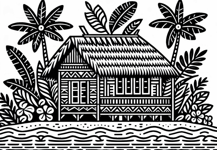 Casa de Samoa con techo de palmera - Plantilla gratuita