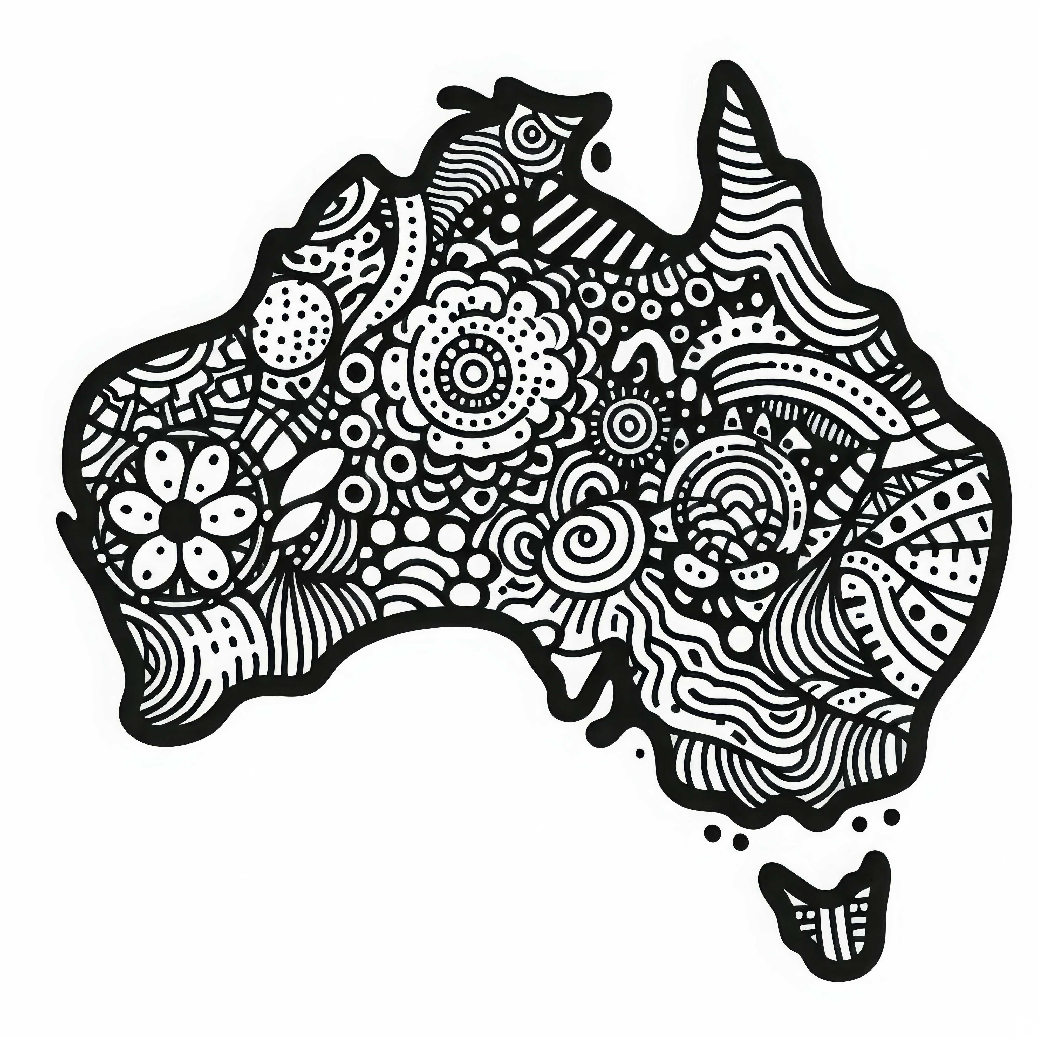 Stilisert fargeleggingsbilde av et kart over Australia og Oseania