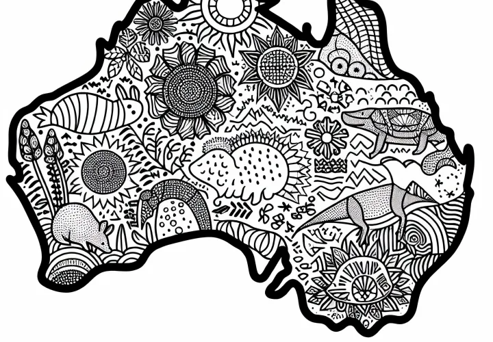 Peta Seni Australia Oseania Gambar Mewarnai Gratis