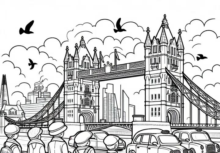 Gambar Mewarnai Jembatan Menara London Gratis