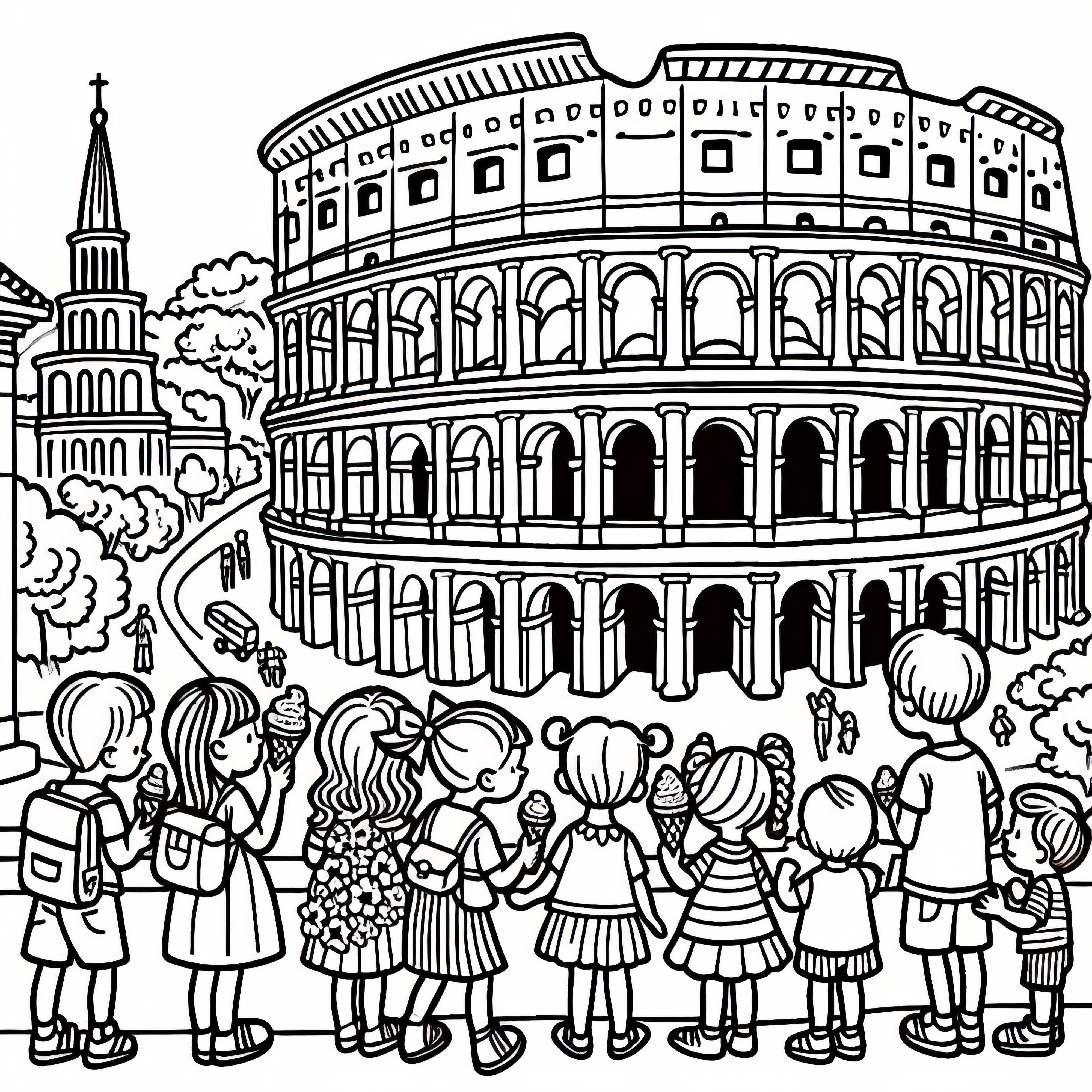 Kolosseum in Rom als Ausmalbild – Gratis Download