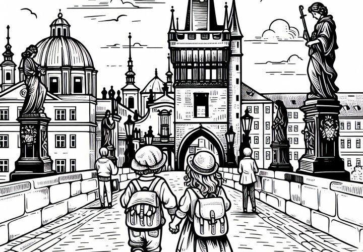 Prag Karlsbrücke Malvorlage gratis Prag Karlsbrücke Malvorlage gratis