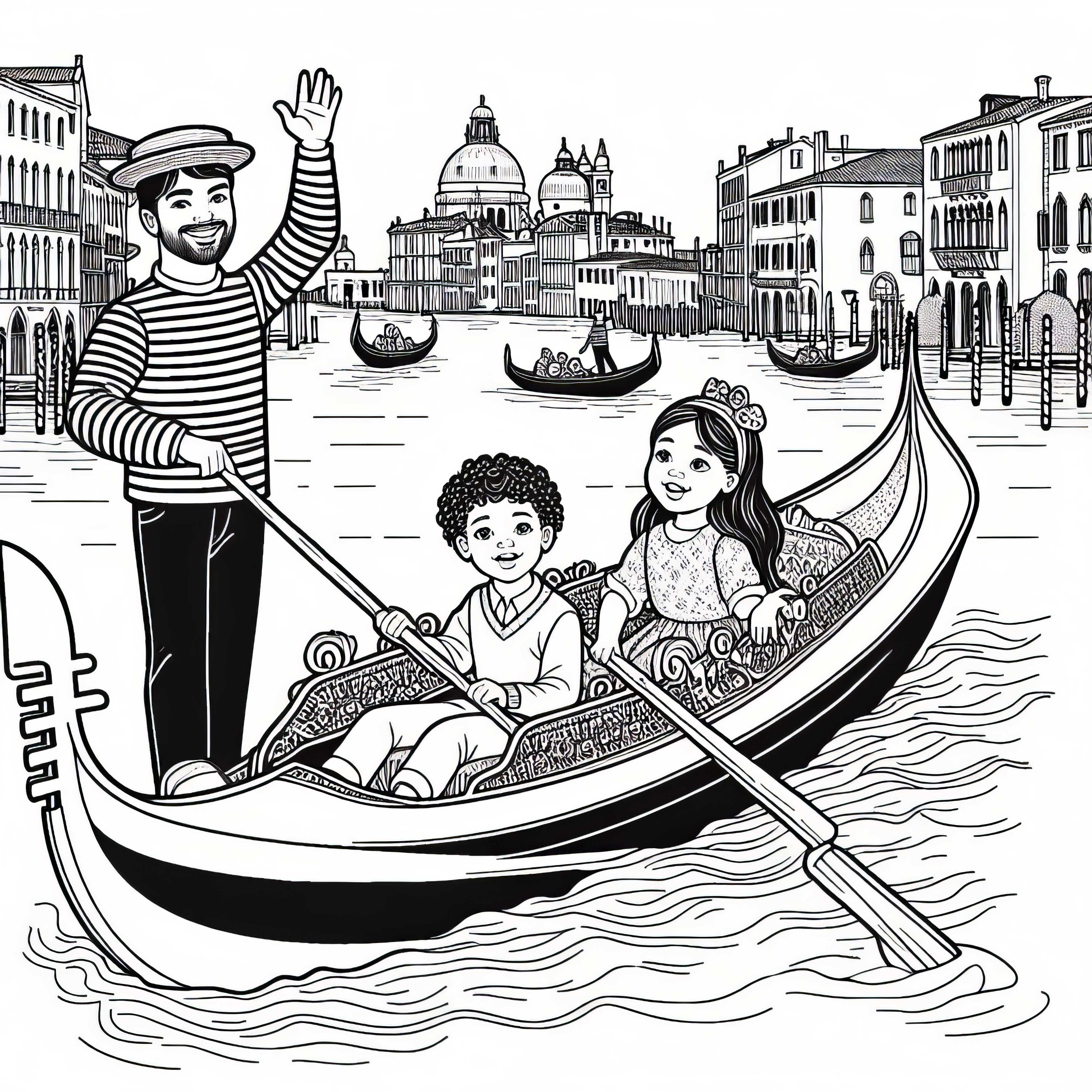 Venedig Gondoliere Malvorlage Kostenlos