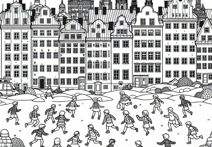 Kinder Spielen Fangen Vor Häusern – Ausmalbild Kostenlos Kinder Spielen Fangen Vor Häusern – Ausmalbild Kostenlos