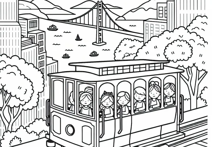 Gambar Mewarnai Trem San Francisco Gratis