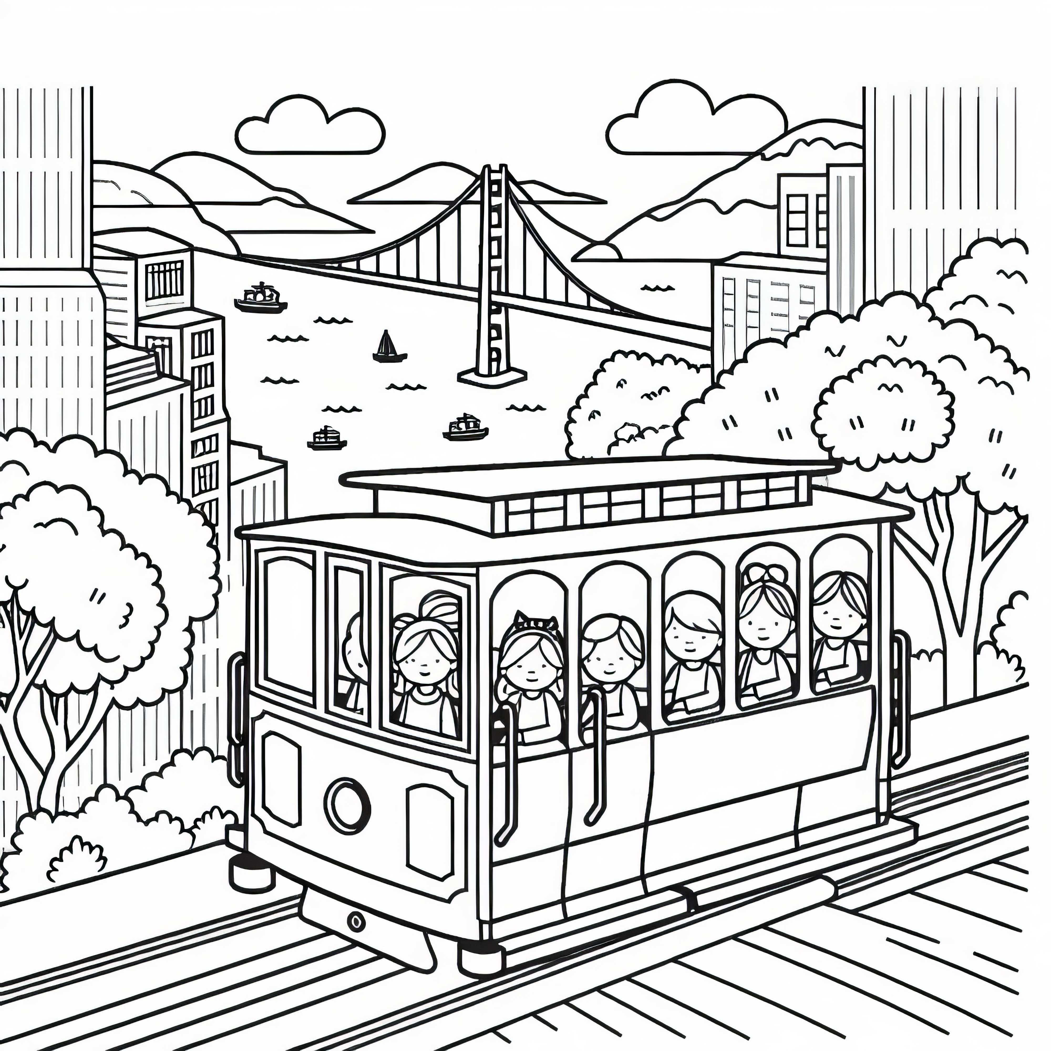 San Francisco Cable Car Ausmalbild Gratis