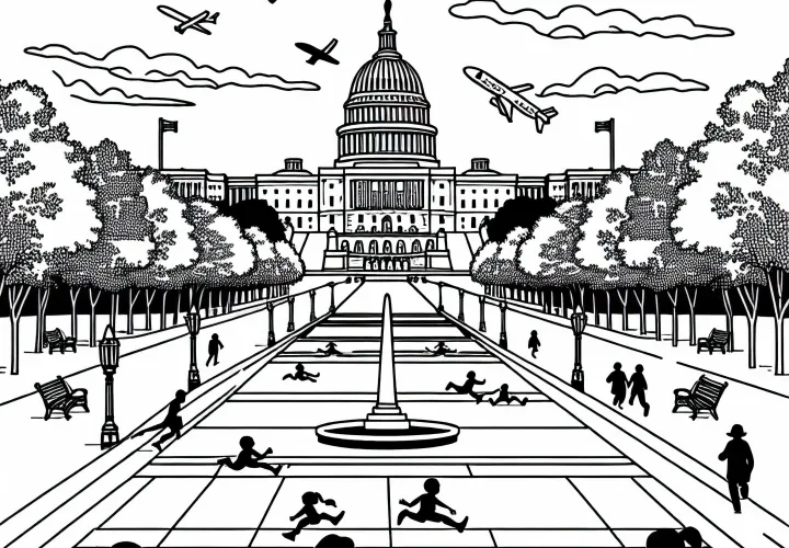 Washington D.C. Capitol Gambar Mewarnai Gratis