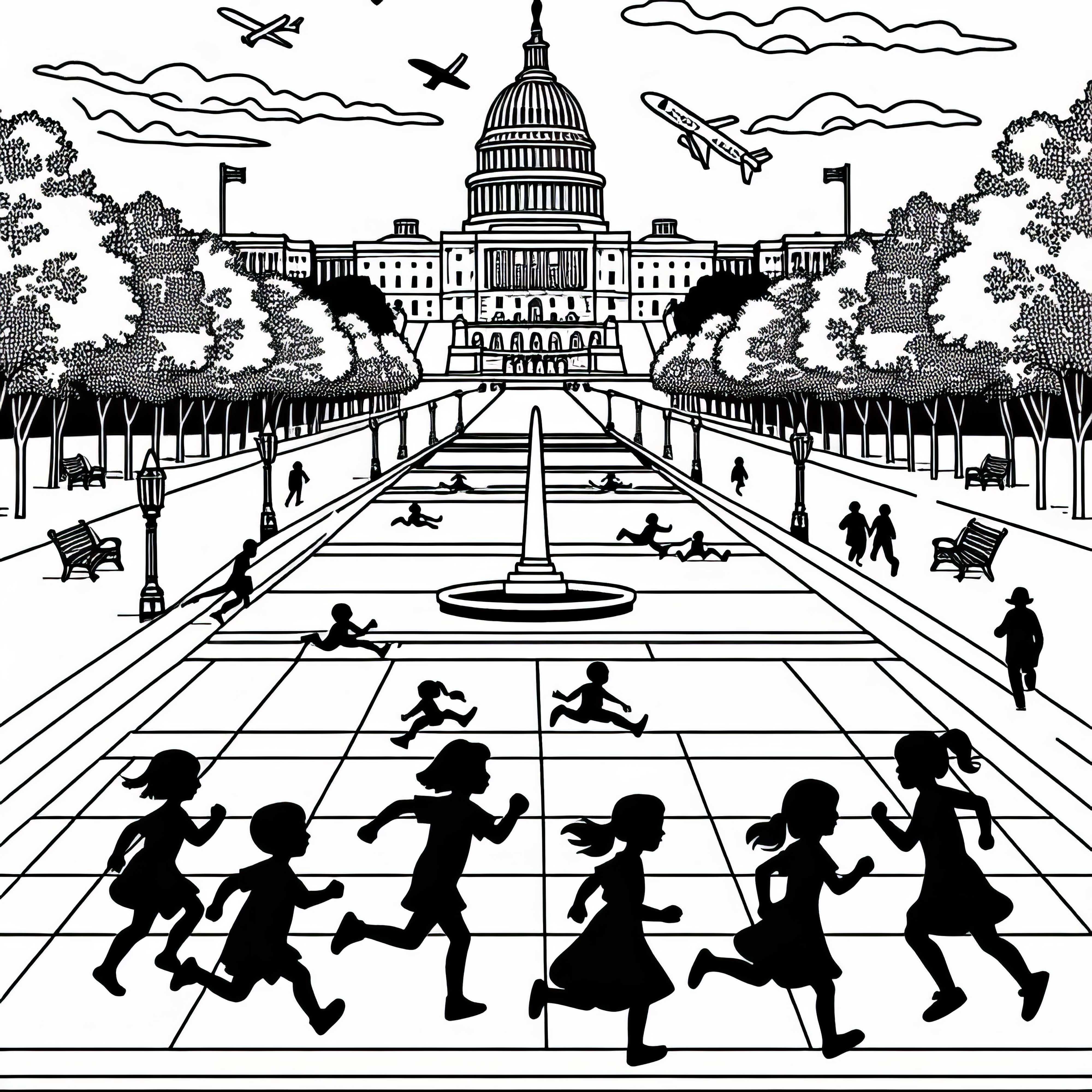 Washington D.C. Capitol Ausmalbild Gratis