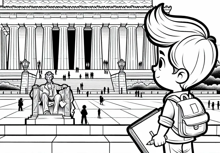 Washington D.C. Lincoln Memorial Template Mewarnai Gratis