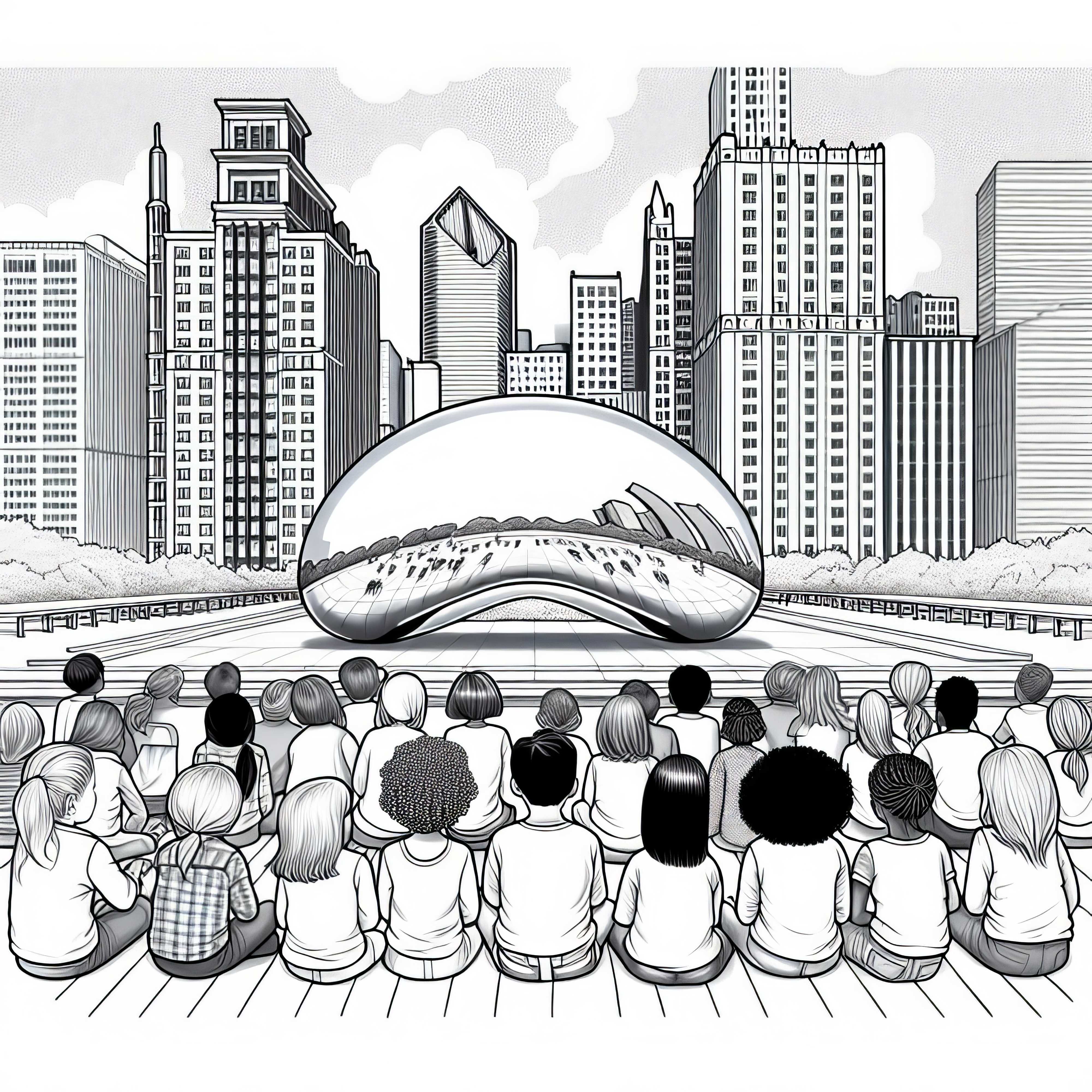 Chicago Millennium Park – Großer Silberner Bean Malvorlage Kostenlos