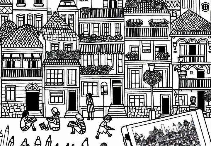 Ausmalbild von Häusern in La Boca, Buenos Aires – Kostenlos herunterladen Ausmalbild von Häusern in La Boca, Buenos Aires – Kostenlos herunterladen